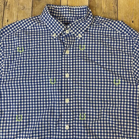 Vineyard Vines Kentucky Derby Gingham Shirt Long SLeeve Button Down Mens Medium - Picture 3 of 7